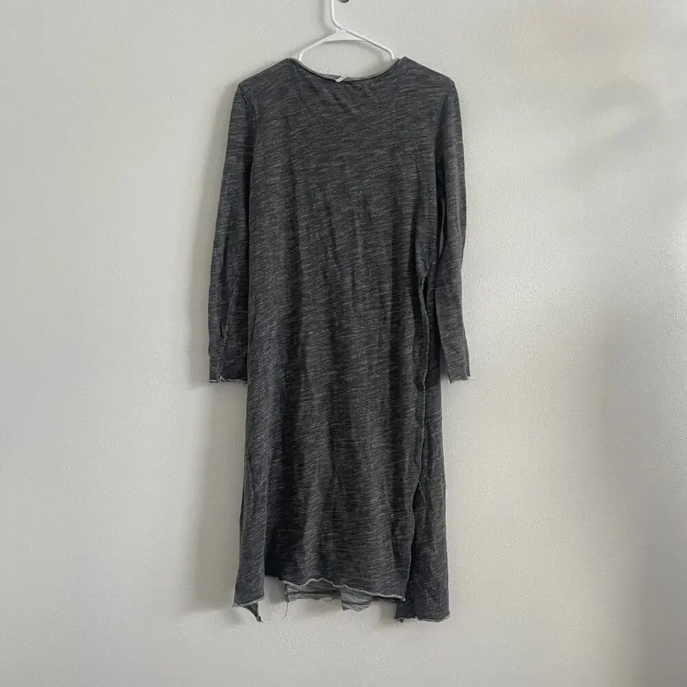 Free‎ People Top Women Charcoal To The Max Long Tunic Side Slit Boho Lagenlook